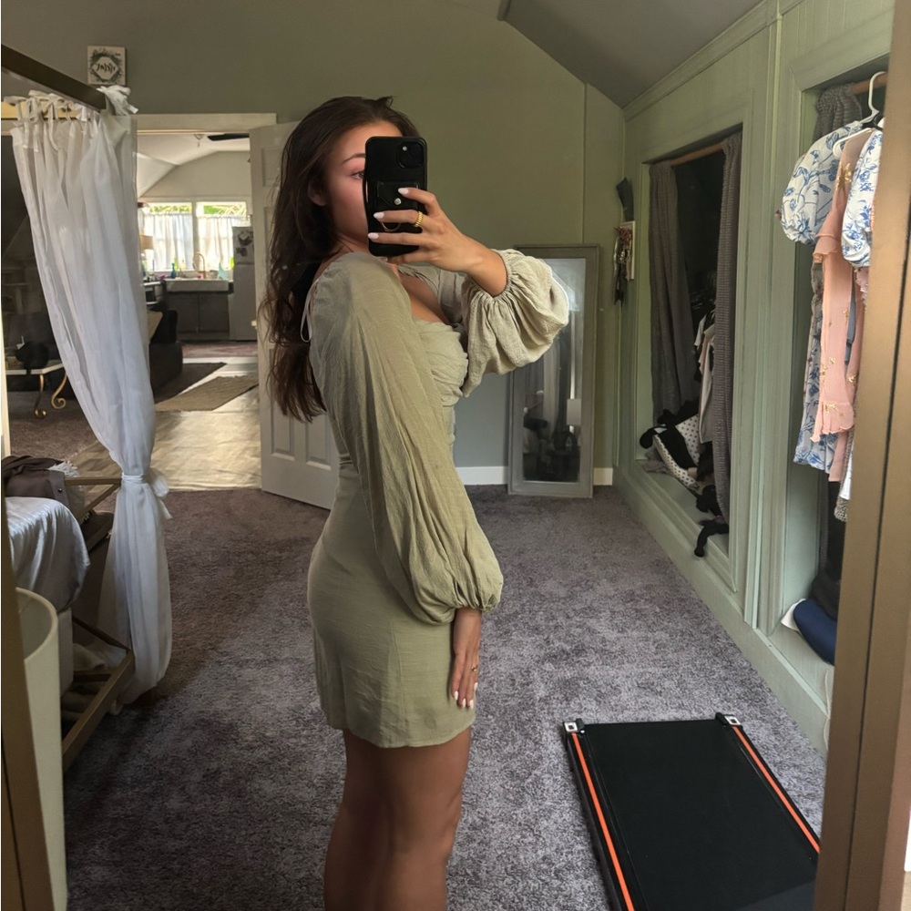 Princess Polly Warra Mini Dress in Sage - Picture 5 of 6